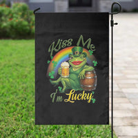 Funny Kiss Me I Am Lucky Garden Flag St Patricks Day Frog