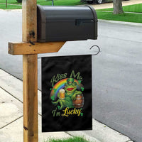 Funny Kiss Me I Am Lucky Garden Flag St Patricks Day Frog