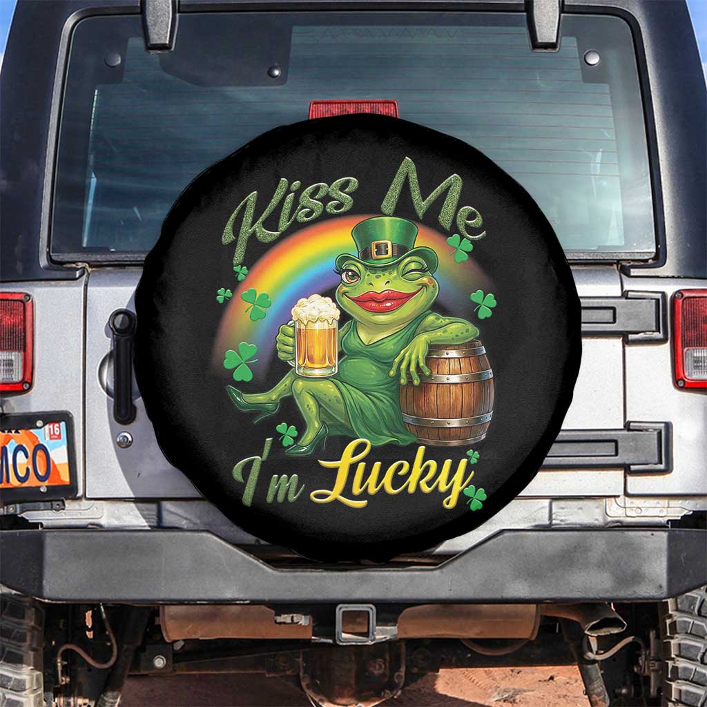 Funny Kiss Me I Am Lucky Spare Tire Cover St Patricks Day Frog