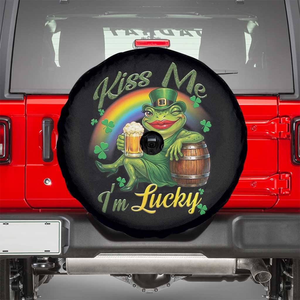 Funny Kiss Me I Am Lucky Spare Tire Cover St Patricks Day Frog