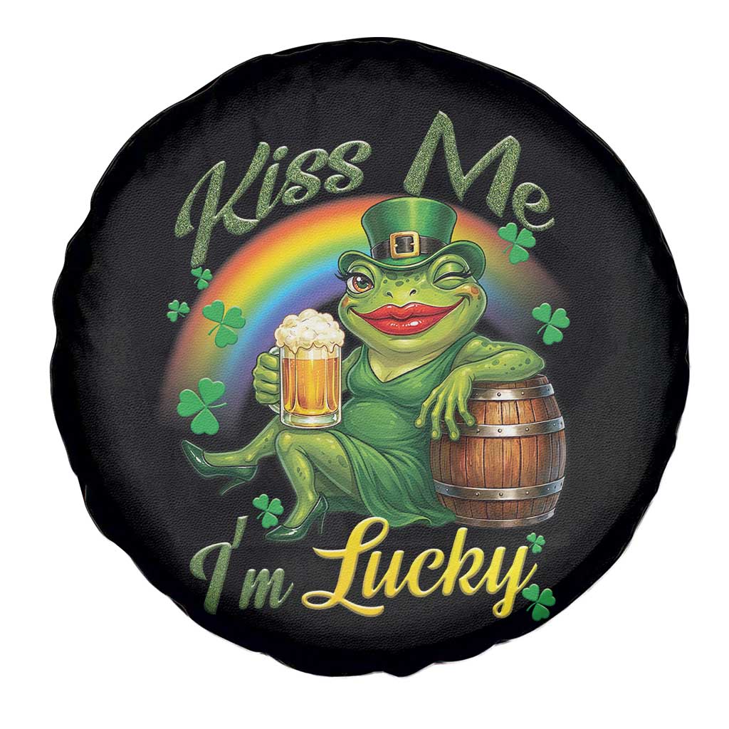Funny Kiss Me I Am Lucky Spare Tire Cover St Patricks Day Frog