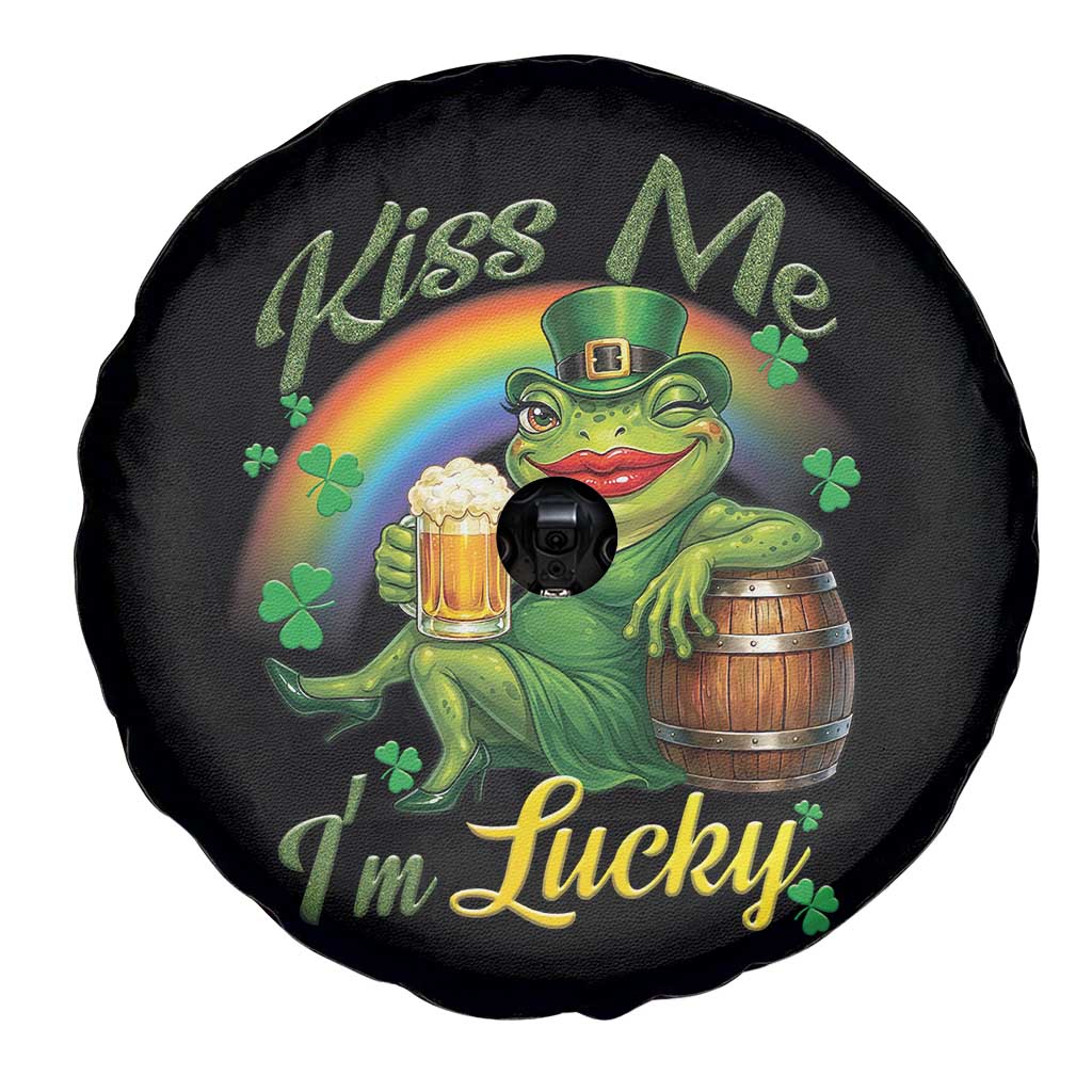 Funny Kiss Me I Am Lucky Spare Tire Cover St Patricks Day Frog