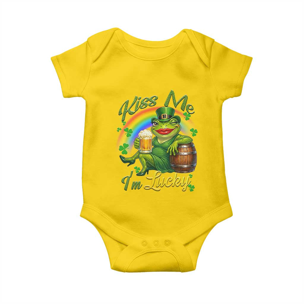 Funny Kiss Me I Am Lucky Baby Onesie St Patricks Day Frog