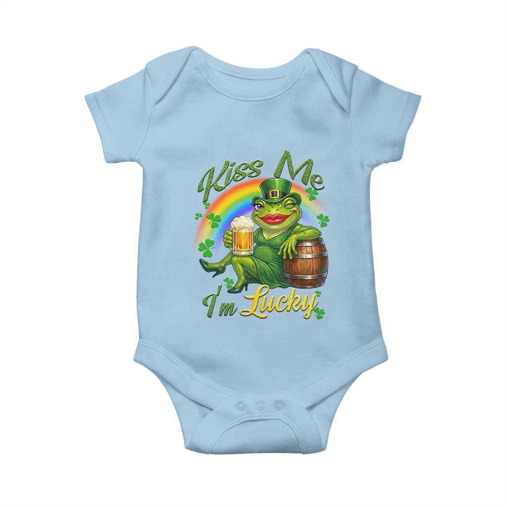 Funny Kiss Me I Am Lucky Baby Onesie St Patricks Day Frog