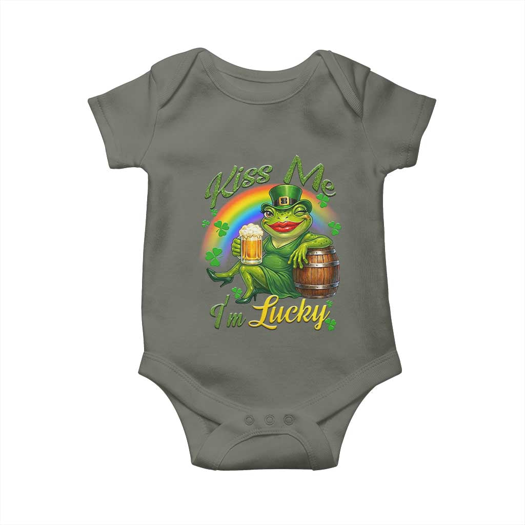 Funny Kiss Me I Am Lucky Baby Onesie St Patricks Day Frog