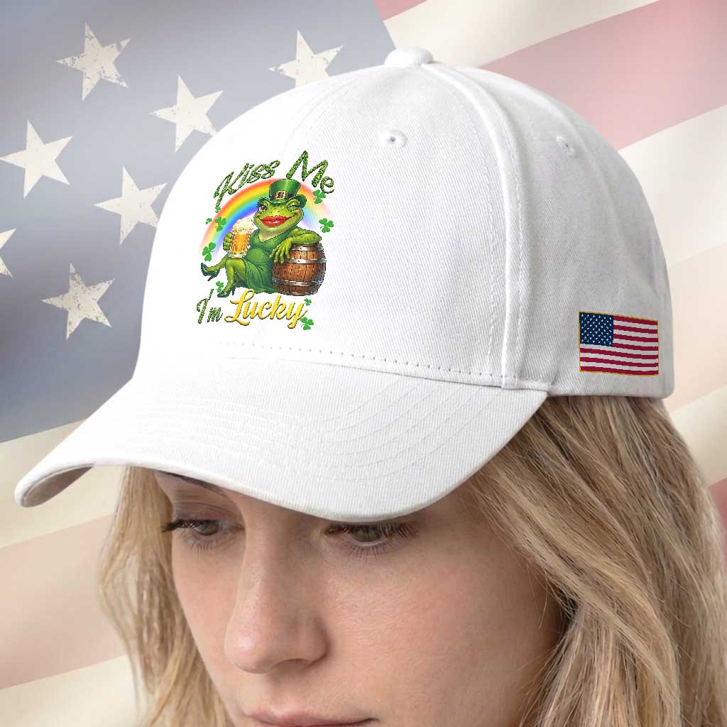 Funny Kiss Me I Am Lucky Baseball Cap St Patricks Day Frog