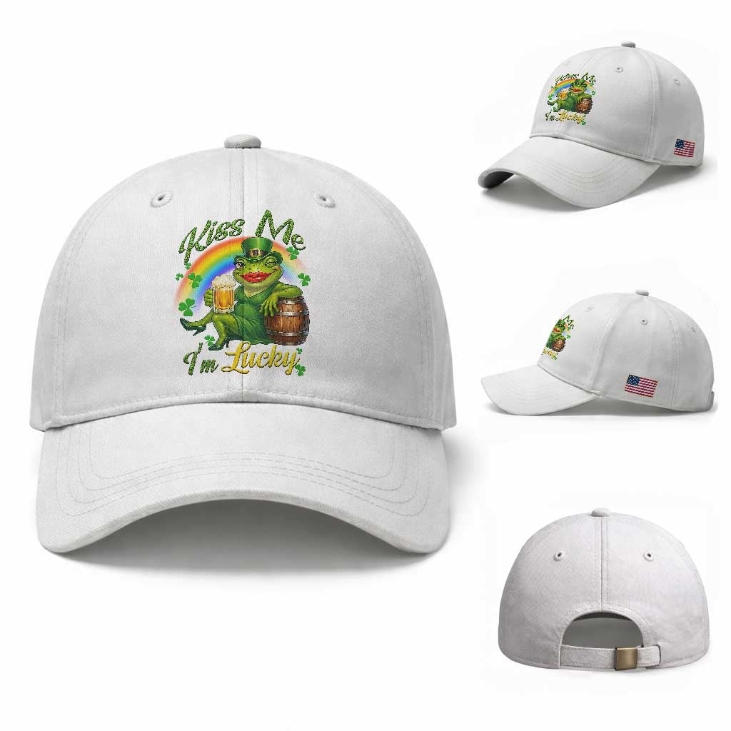 Funny Kiss Me I Am Lucky Baseball Cap St Patricks Day Frog