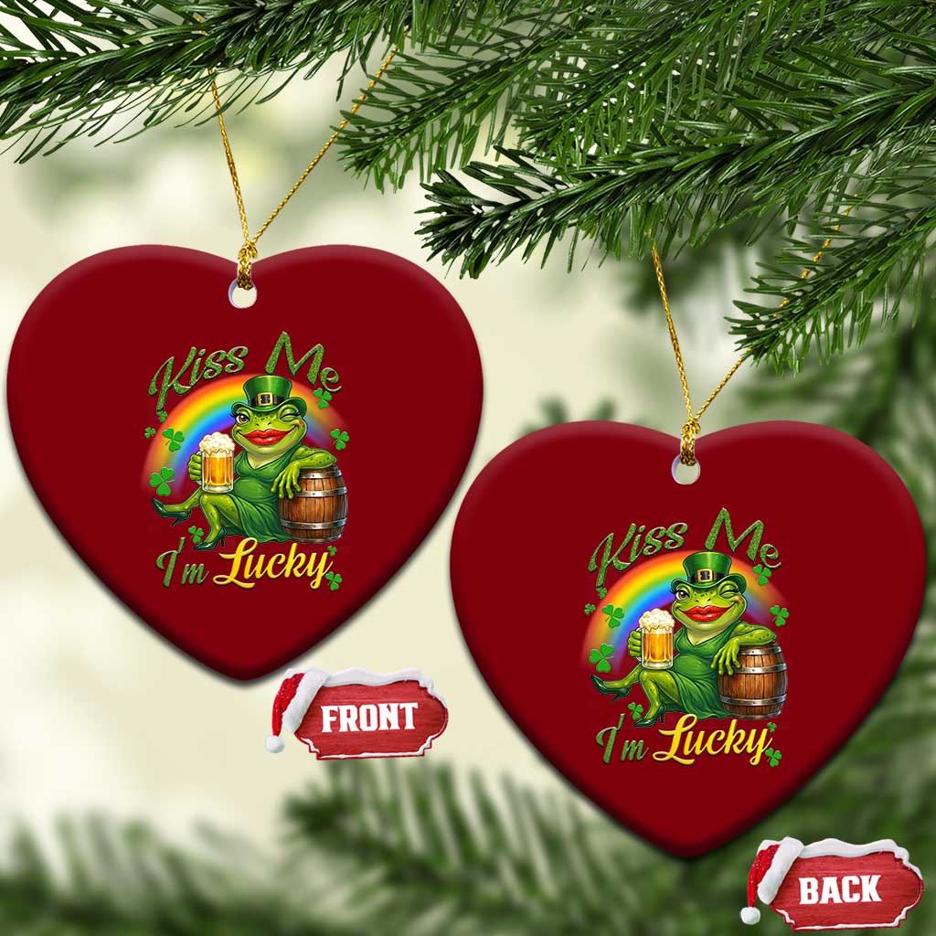 Funny Kiss Me I Am Lucky Ceramic Ornament St Patricks Day Frog