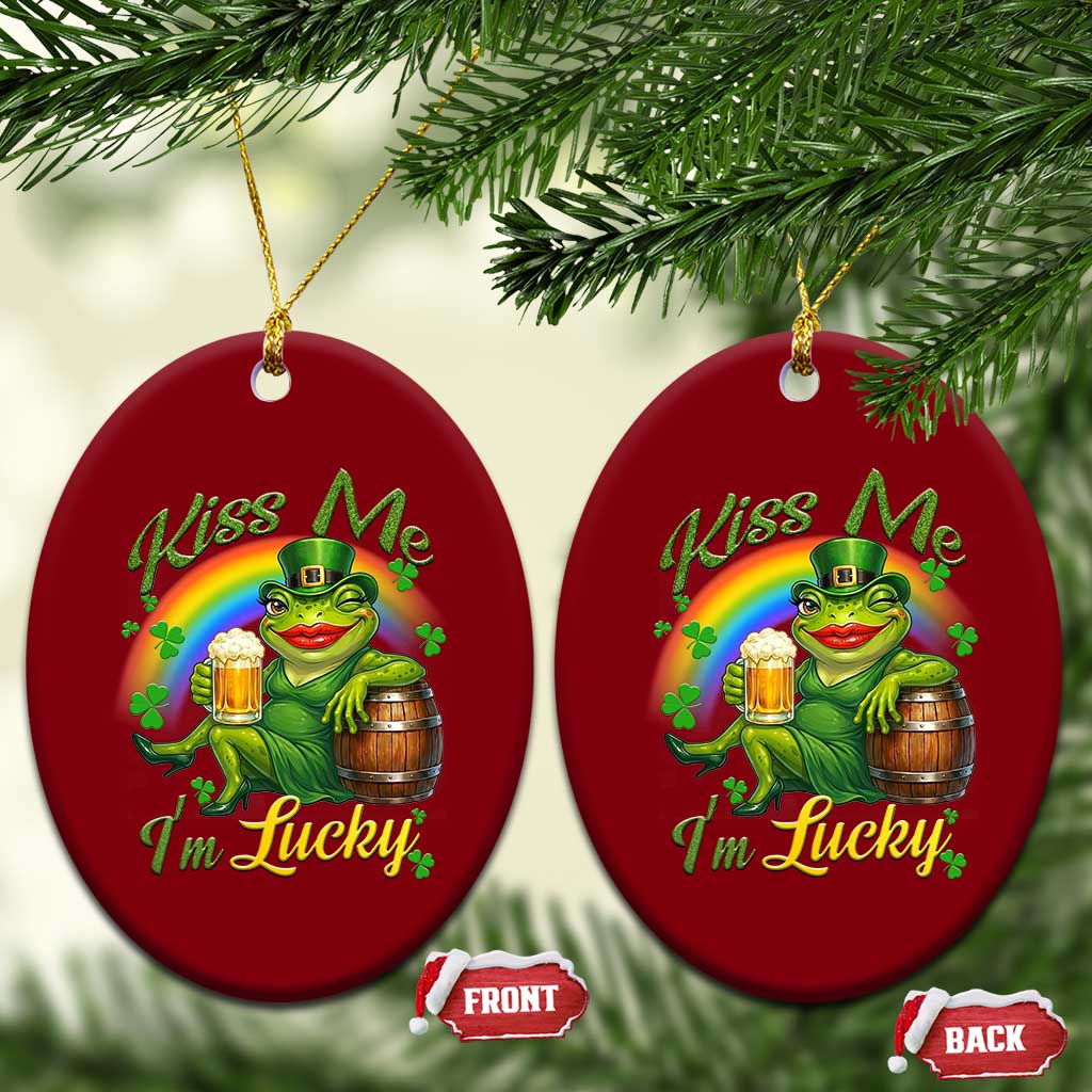 Funny Kiss Me I Am Lucky Ceramic Ornament St Patricks Day Frog