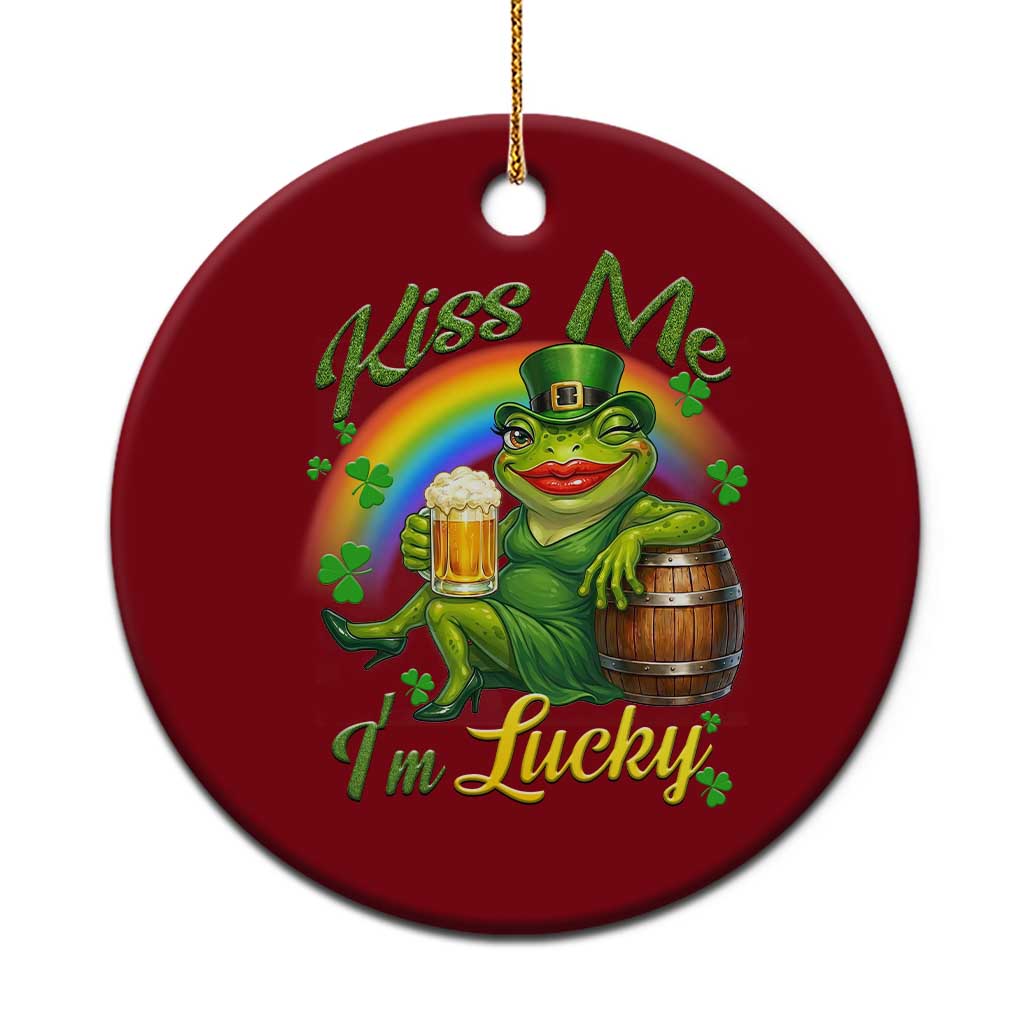 Funny Kiss Me I Am Lucky Ceramic Ornament St Patricks Day Frog