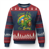 Funny Kiss Me I Am Lucky Ugly Christmas Sweater St Patricks Day Frog
