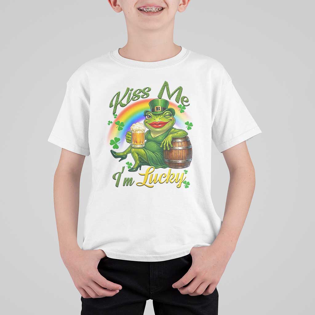 Funny Kiss Me I Am Lucky T Shirt For Kid St Patricks Day Frog