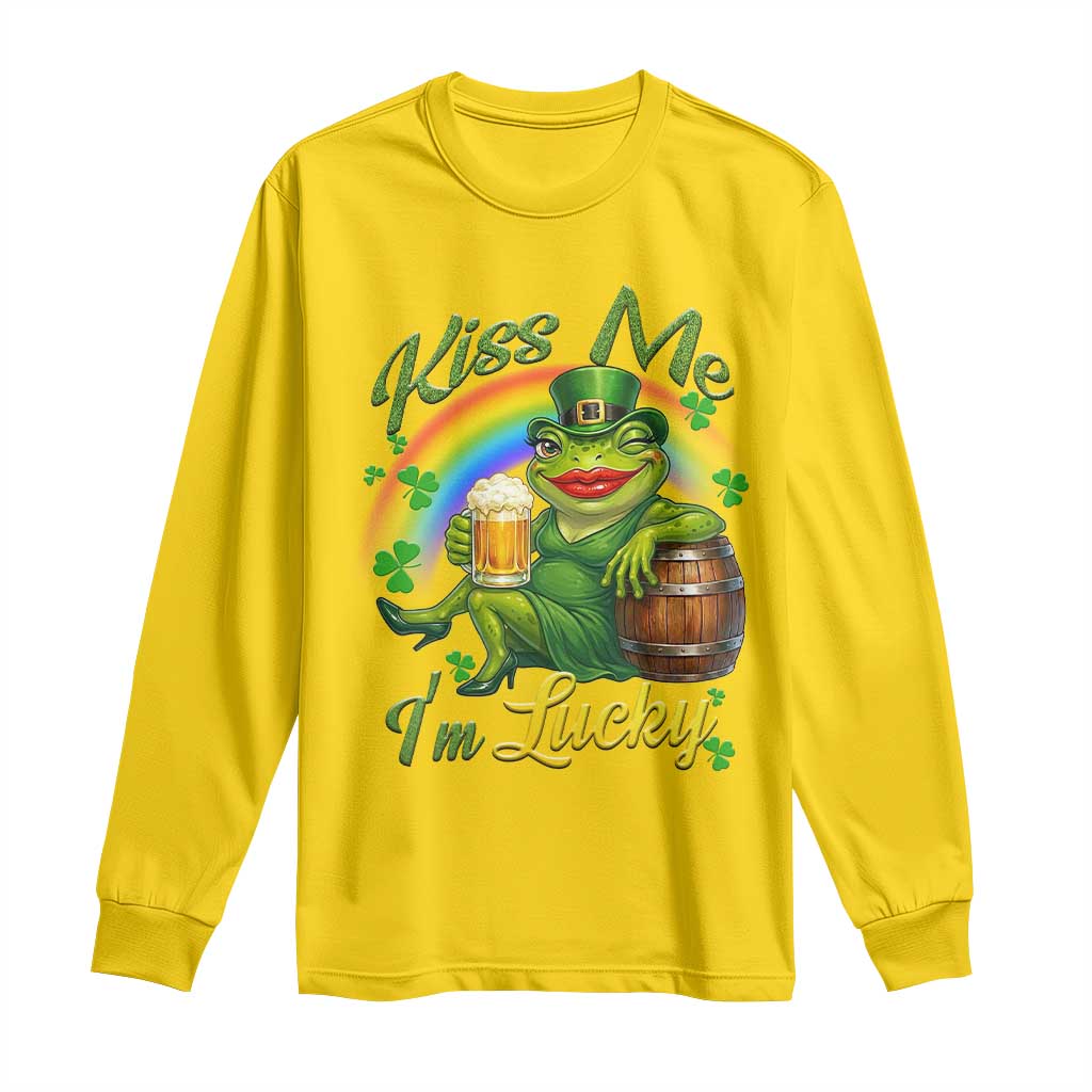 Funny Kiss Me I Am Lucky Long Sleeve Shirt St Patricks Day Frog