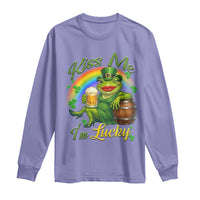 Funny Kiss Me I Am Lucky Long Sleeve Shirt St Patricks Day Frog