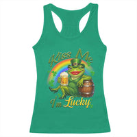 Funny Kiss Me I Am Lucky Racerback Tank Top St Patricks Day Frog