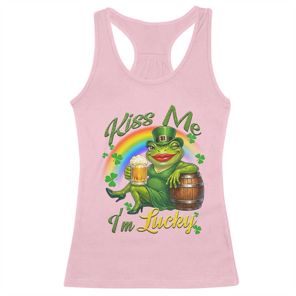 Funny Kiss Me I Am Lucky Racerback Tank Top St Patricks Day Frog