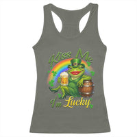 Funny Kiss Me I Am Lucky Racerback Tank Top St Patricks Day Frog