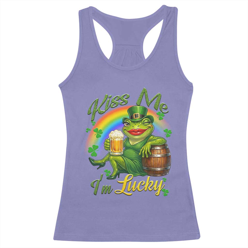 Funny Kiss Me I Am Lucky Racerback Tank Top St Patricks Day Frog