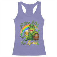 Funny Kiss Me I Am Lucky Racerback Tank Top St Patricks Day Frog