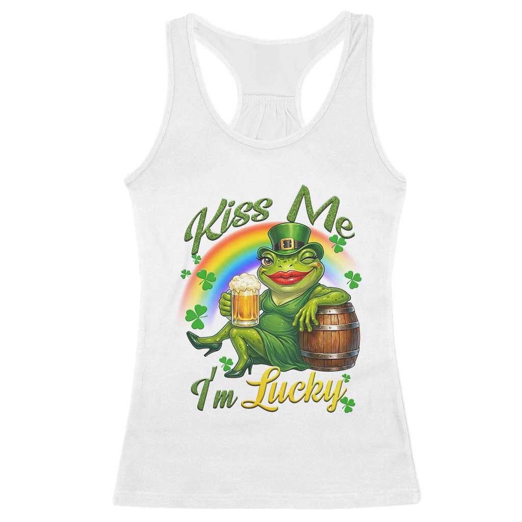 Funny Kiss Me I Am Lucky Racerback Tank Top St Patricks Day Frog