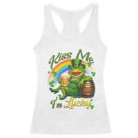 Funny Kiss Me I Am Lucky Racerback Tank Top St Patricks Day Frog