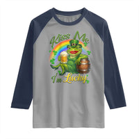 Funny Kiss Me I Am Lucky Raglan Shirt St Patricks Day Frog