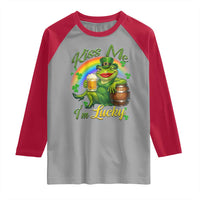 Funny Kiss Me I Am Lucky Raglan Shirt St Patricks Day Frog