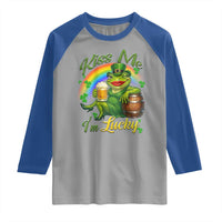 Funny Kiss Me I Am Lucky Raglan Shirt St Patricks Day Frog