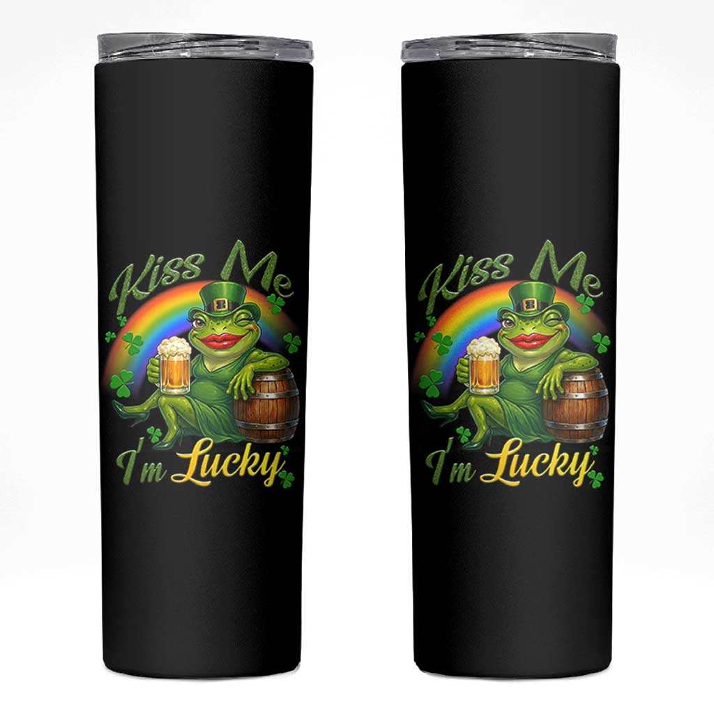 Funny Kiss Me I Am Lucky Skinny Tumbler St Patricks Day Frog