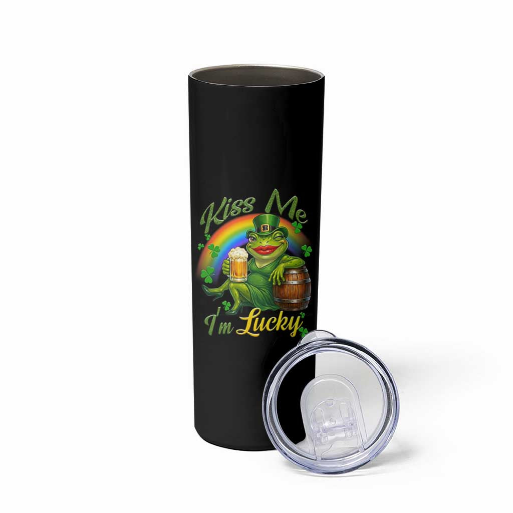 Funny Kiss Me I Am Lucky Skinny Tumbler St Patricks Day Frog