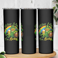 Funny Kiss Me I Am Lucky Skinny Tumbler St Patricks Day Frog