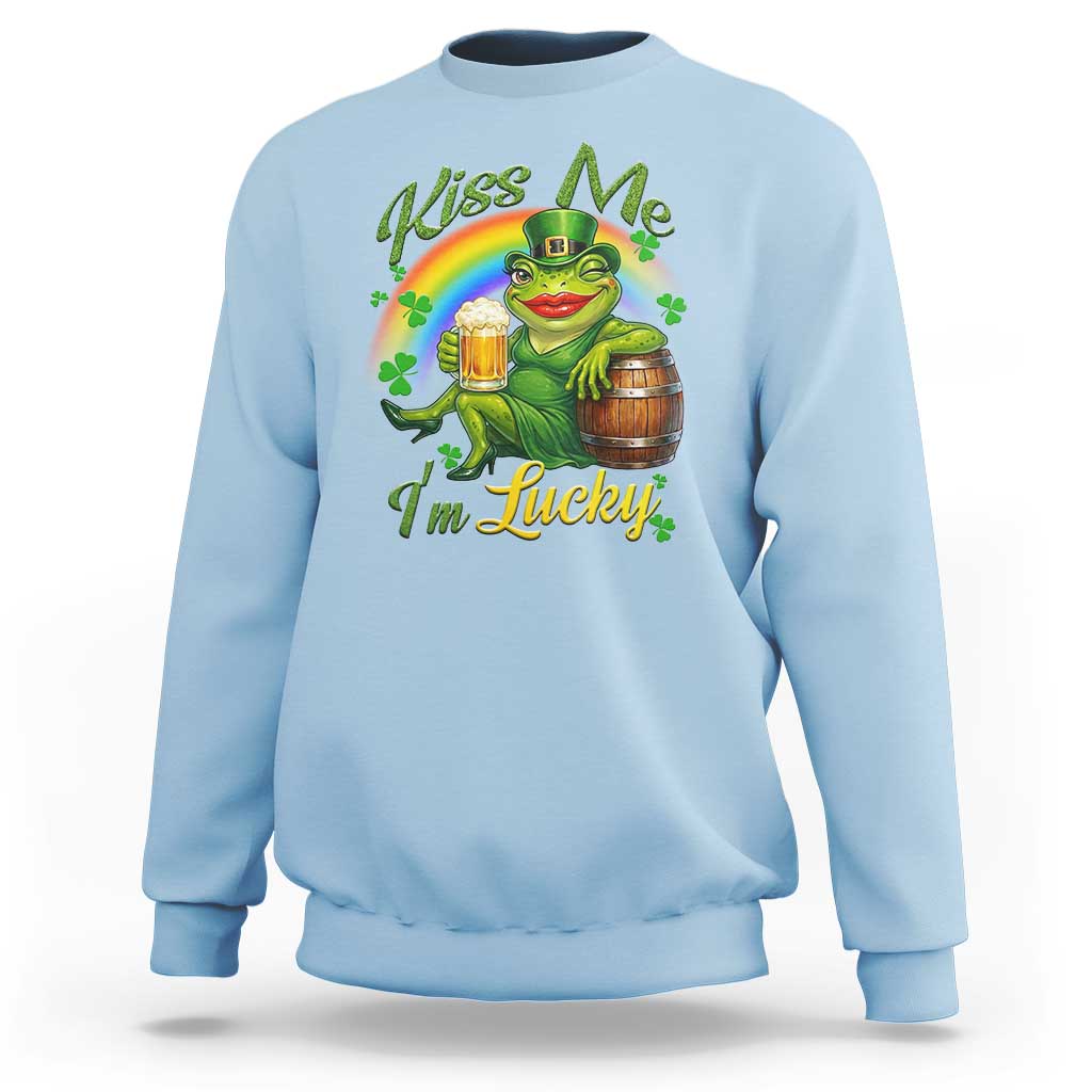 Funny Kiss Me I Am Lucky Sweatshirt St Patricks Day Frog