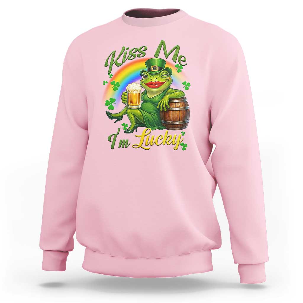 Funny Kiss Me I Am Lucky Sweatshirt St Patricks Day Frog