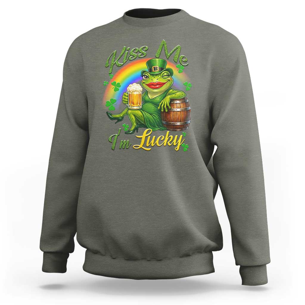 Funny Kiss Me I Am Lucky Sweatshirt St Patricks Day Frog
