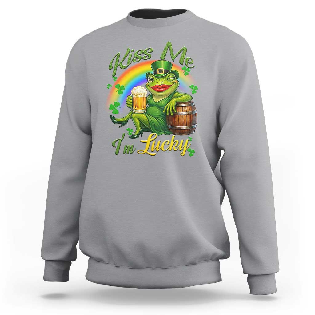 Funny Kiss Me I Am Lucky Sweatshirt St Patricks Day Frog