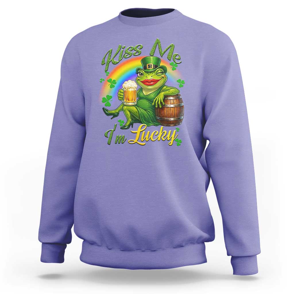Funny Kiss Me I Am Lucky Sweatshirt St Patricks Day Frog