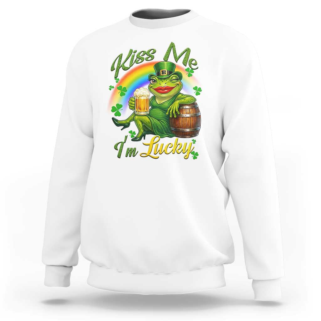 Funny Kiss Me I Am Lucky Sweatshirt St Patricks Day Frog