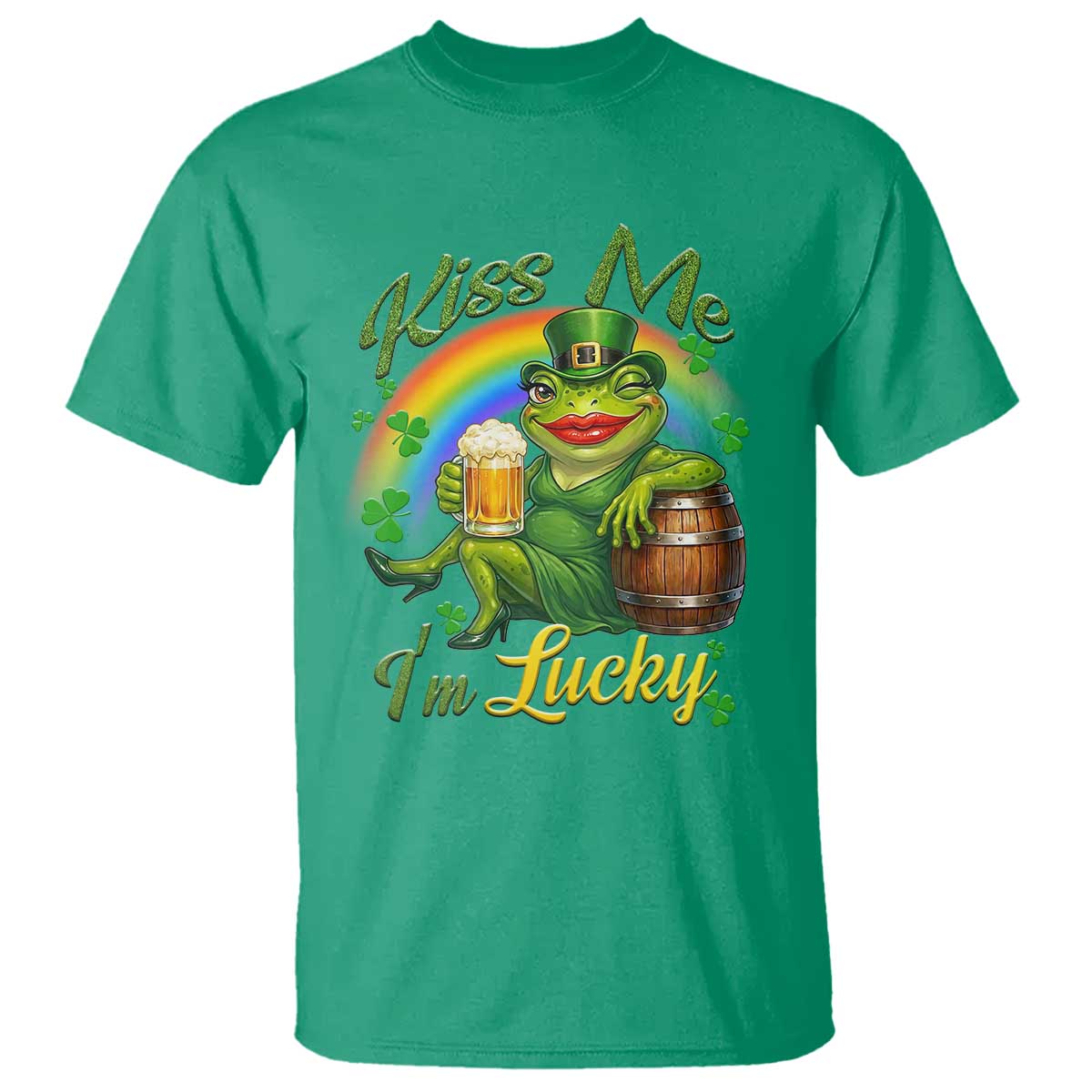 Funny Kiss Me I Am Lucky T Shirt St Patricks Day Frog