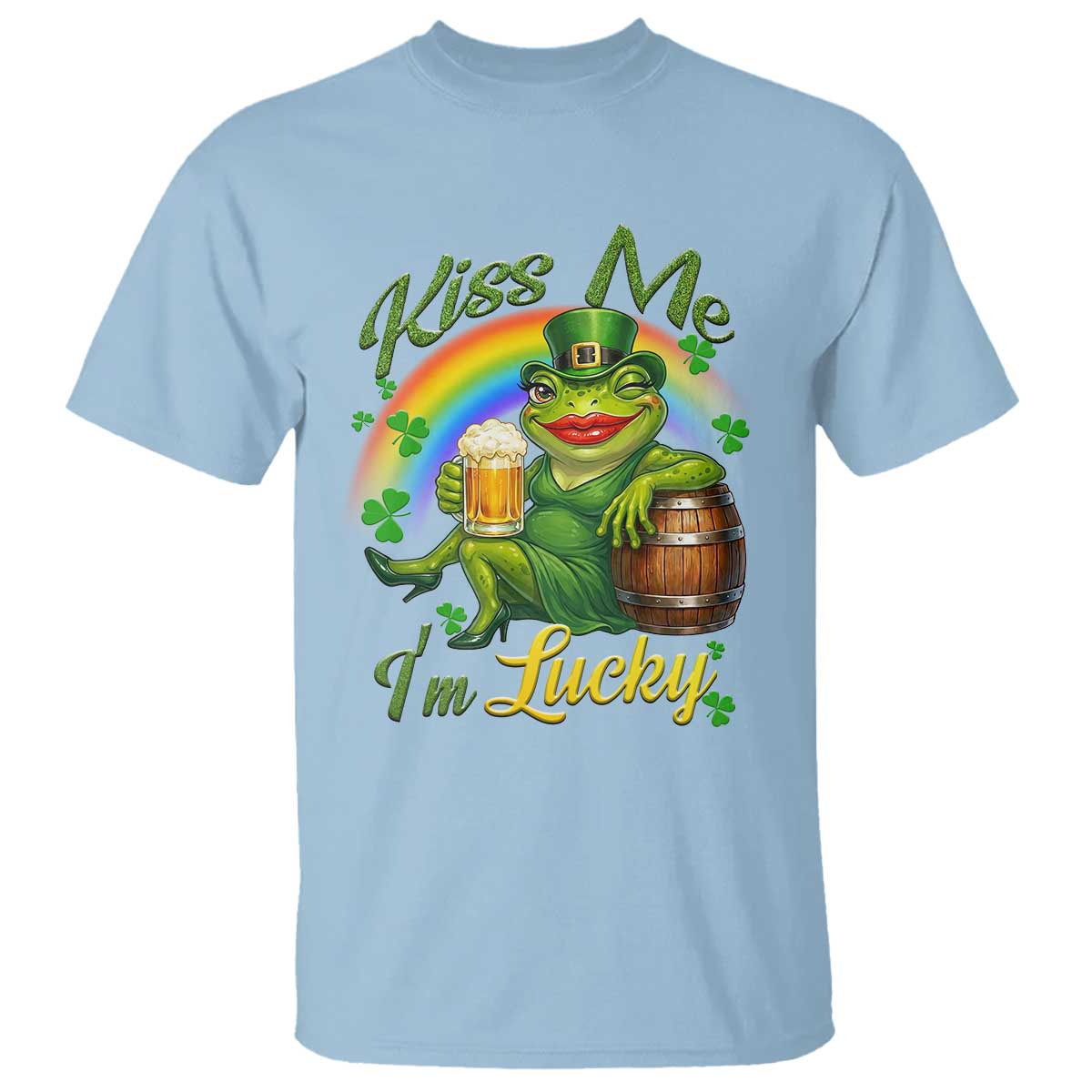 Funny Kiss Me I Am Lucky T Shirt St Patricks Day Frog