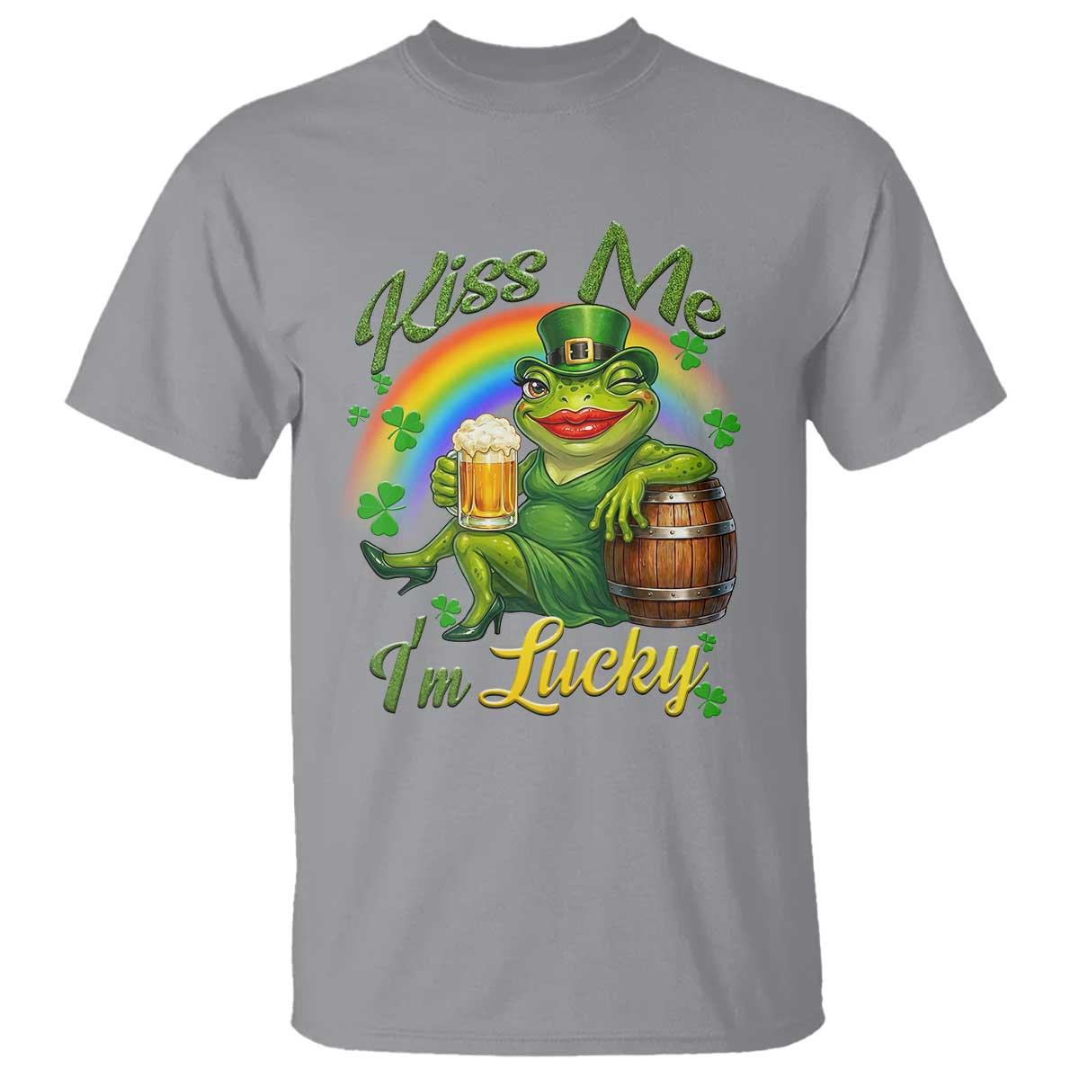 Funny Kiss Me I Am Lucky T Shirt St Patricks Day Frog