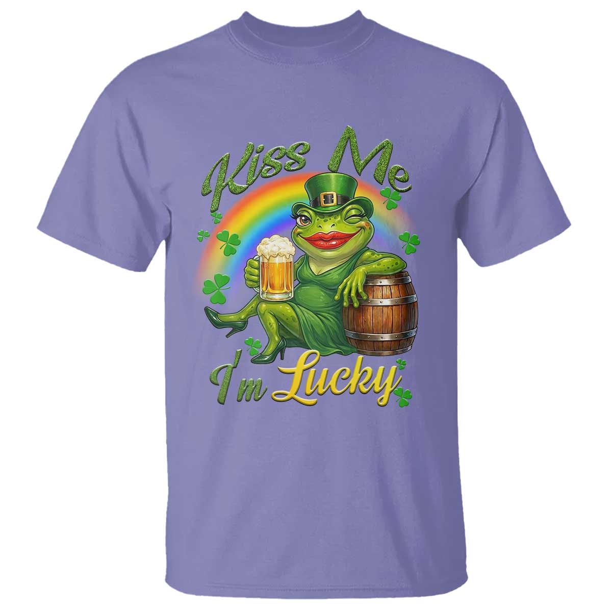 Funny Kiss Me I Am Lucky T Shirt St Patricks Day Frog