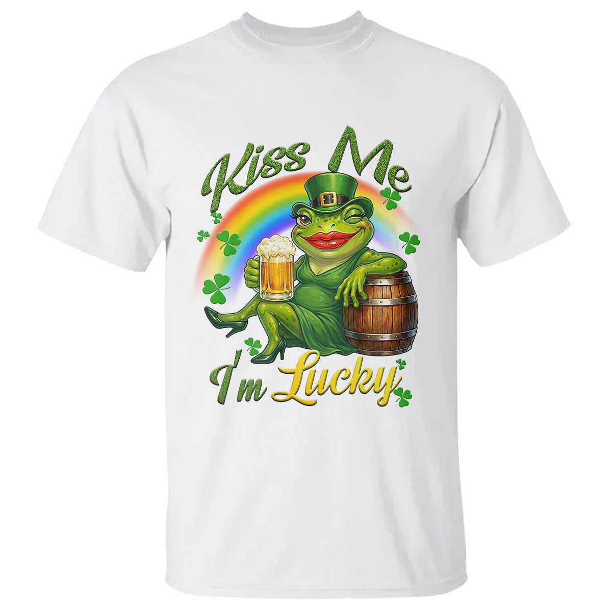 Funny Kiss Me I Am Lucky T Shirt St Patricks Day Frog