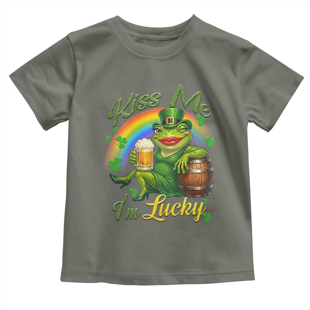 Funny Kiss Me I Am Lucky Toddler T Shirt St Patricks Day Frog