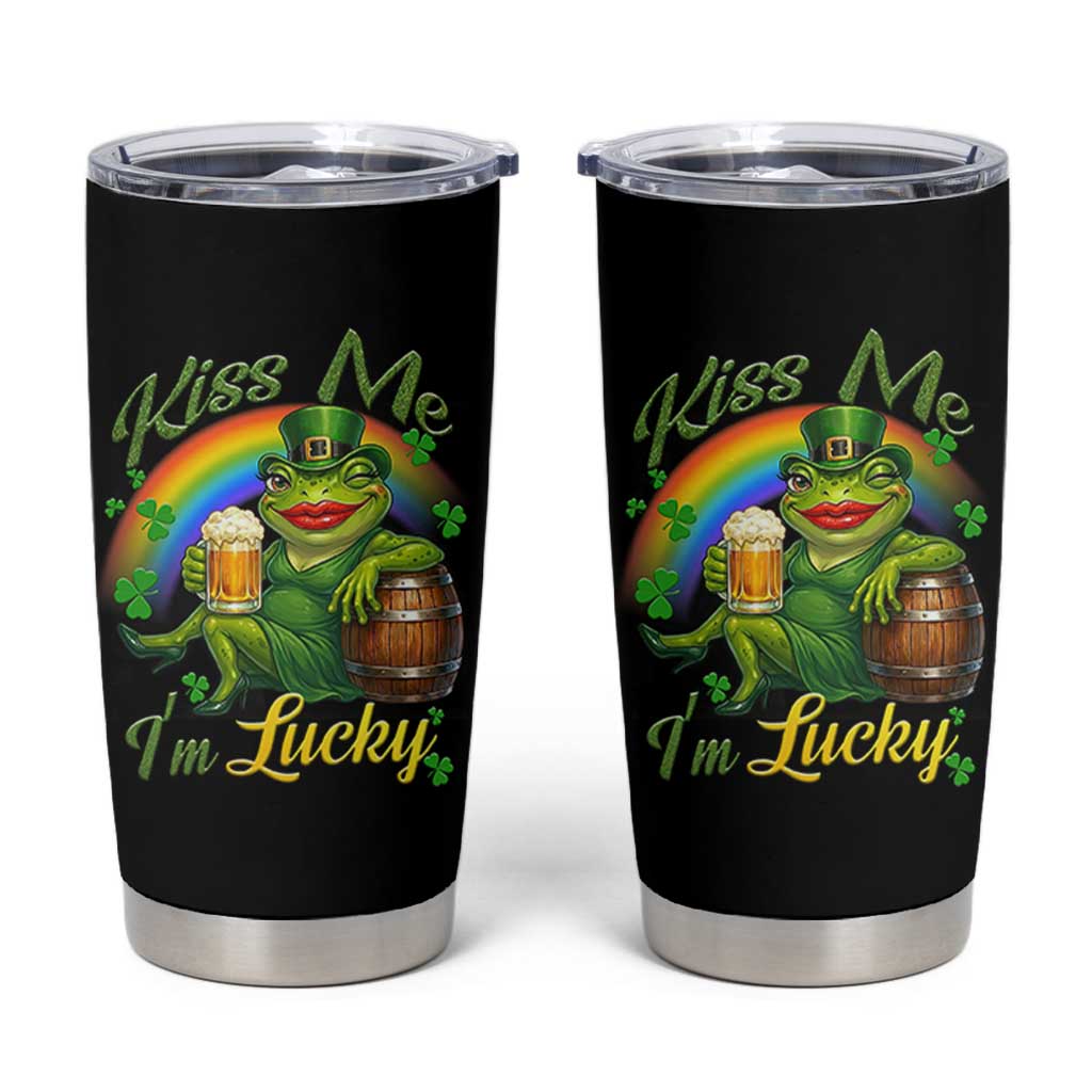 Funny Kiss Me I Am Lucky Tumbler Cup St Patricks Day Frog