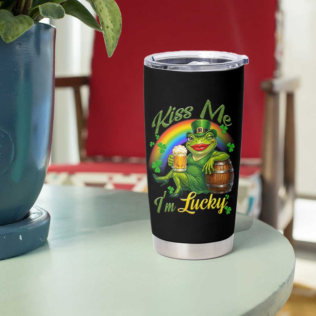 Funny Kiss Me I Am Lucky Tumbler Cup St Patricks Day Frog