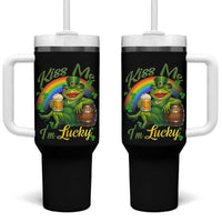 Funny Kiss Me I Am Lucky Tumbler With Handle St Patricks Day Frog