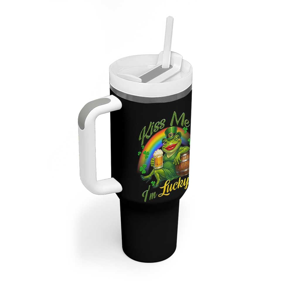 Funny Kiss Me I Am Lucky Tumbler With Handle St Patricks Day Frog