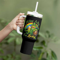 Funny Kiss Me I Am Lucky Tumbler With Handle St Patricks Day Frog