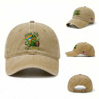 Funny Kiss Me I Am Lucky Washed Cotton Baseball Cap St Patricks Day Frog