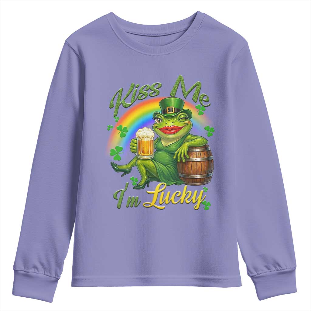 Funny Kiss Me I Am Lucky Youth Sweatshirt St Patricks Day Frog